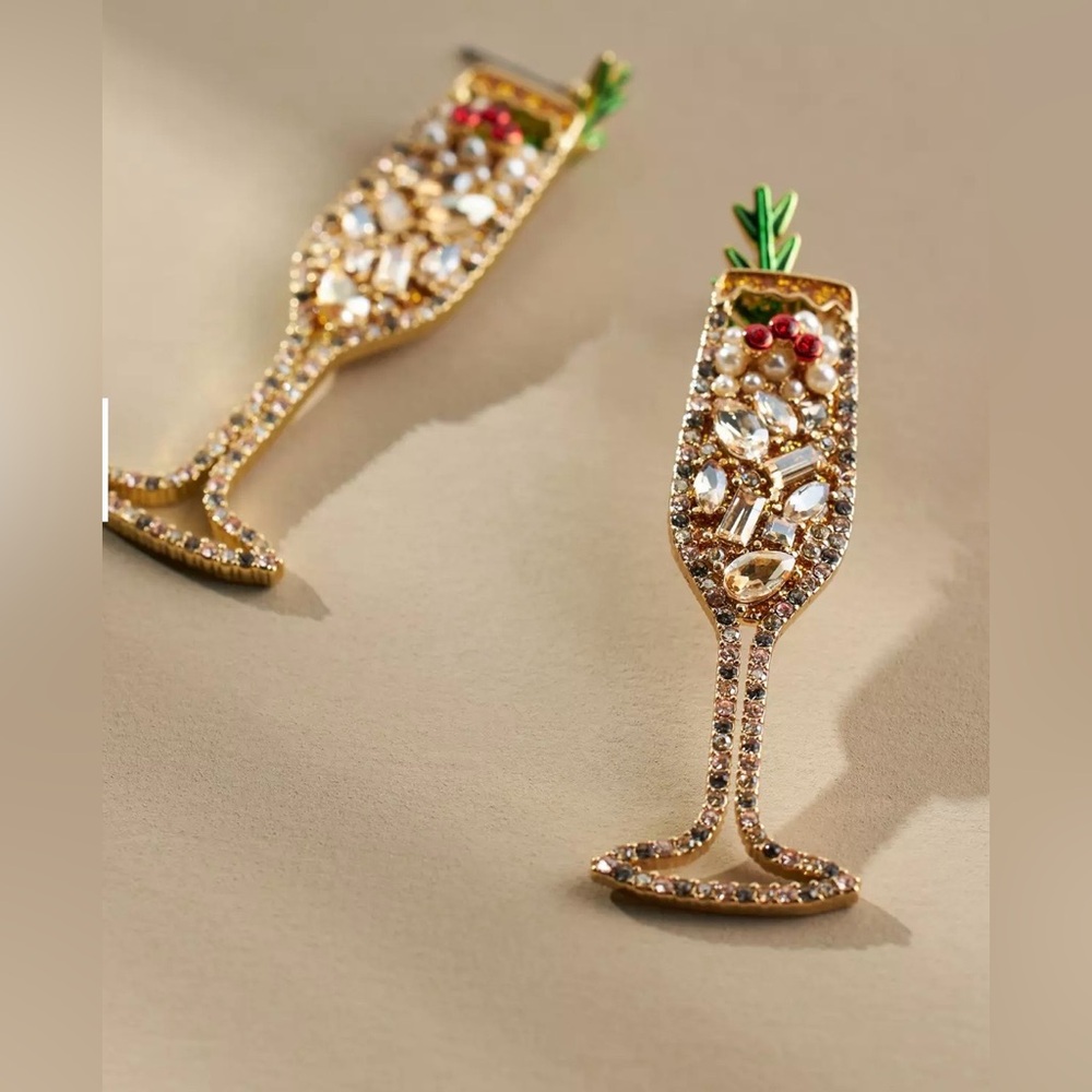 Baublebar Holiday Gold Ton Champagne Drop Stud Earrings